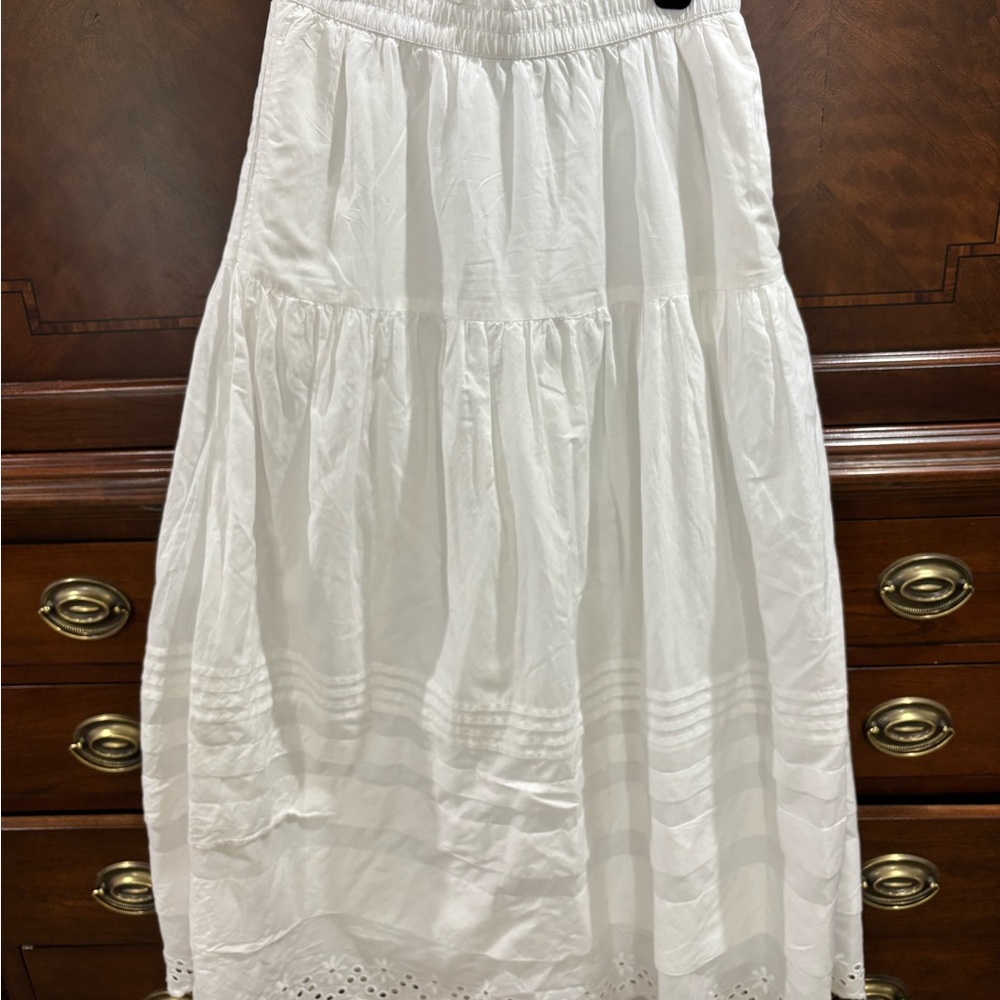 Lands End White Voile Eyelet Tiered Maxi skirt, xs - Picture 9 of 9